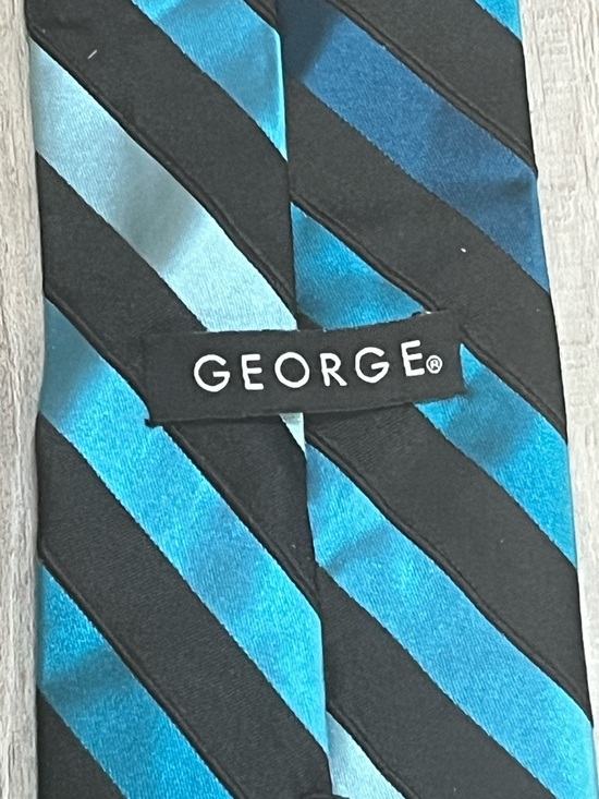 George Blue and Black Stripe Tie - Picture 4 of 5